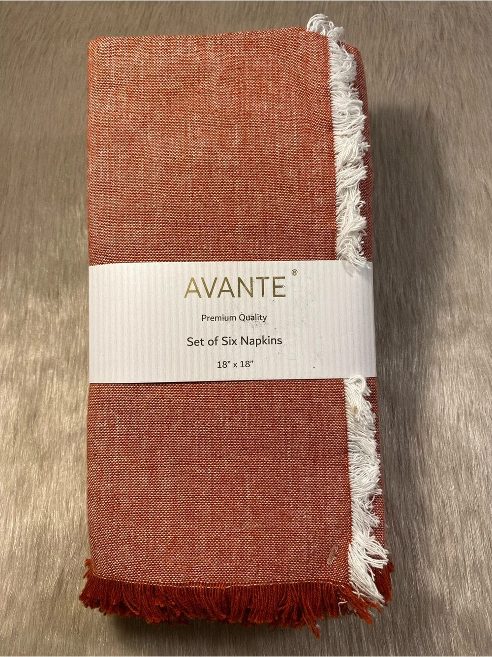 Avante Rust Orange Fringe Cotton Napkin Set (6)